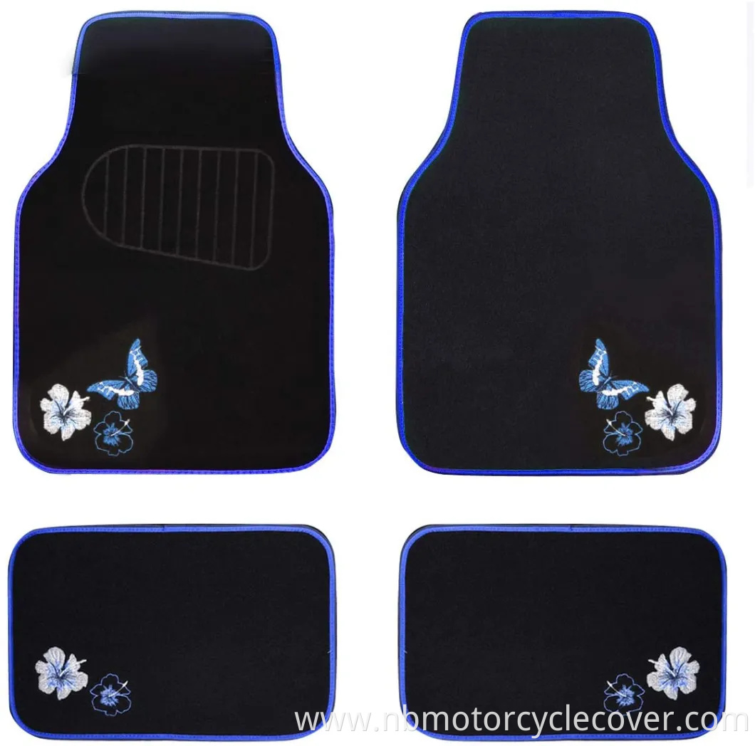 Car Pass-Universal Fit Embroidery Butterfly and Flower Car Floor Mats, Universal Fit for Suvs, Trucks, Sedans, Vans, Set of 4